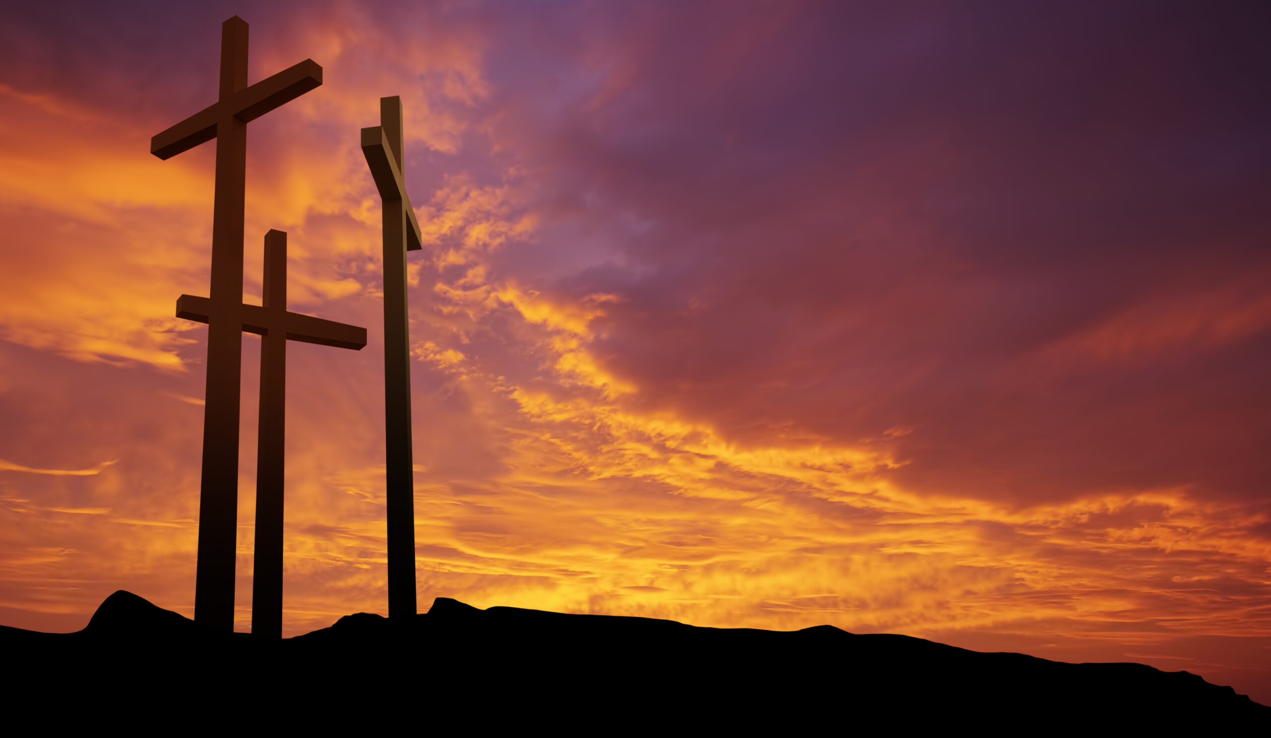 Three crosses on the mountain